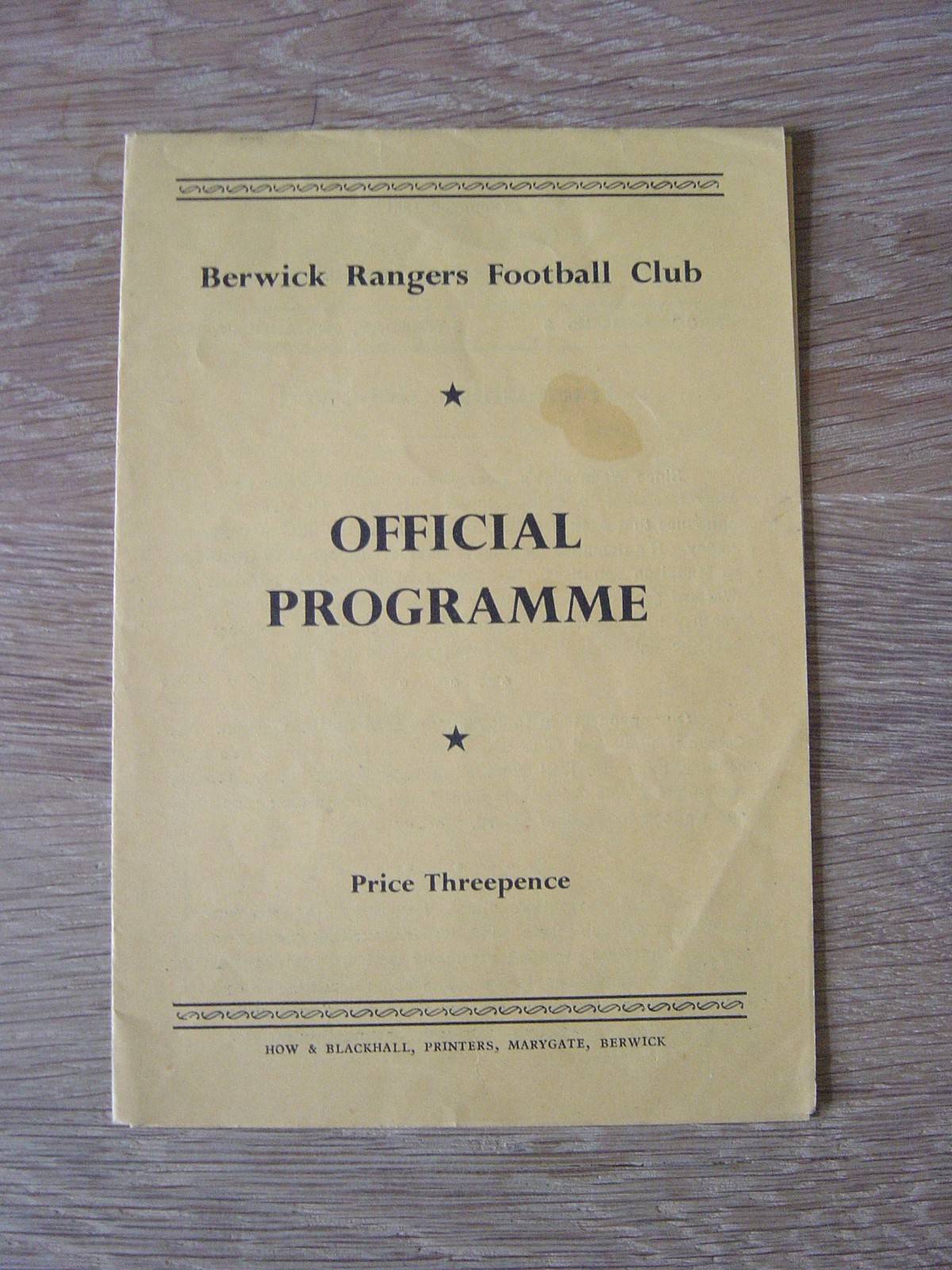 1952/53 BERWICK RANGERS v COLDSTREAM for sale on Ebay
