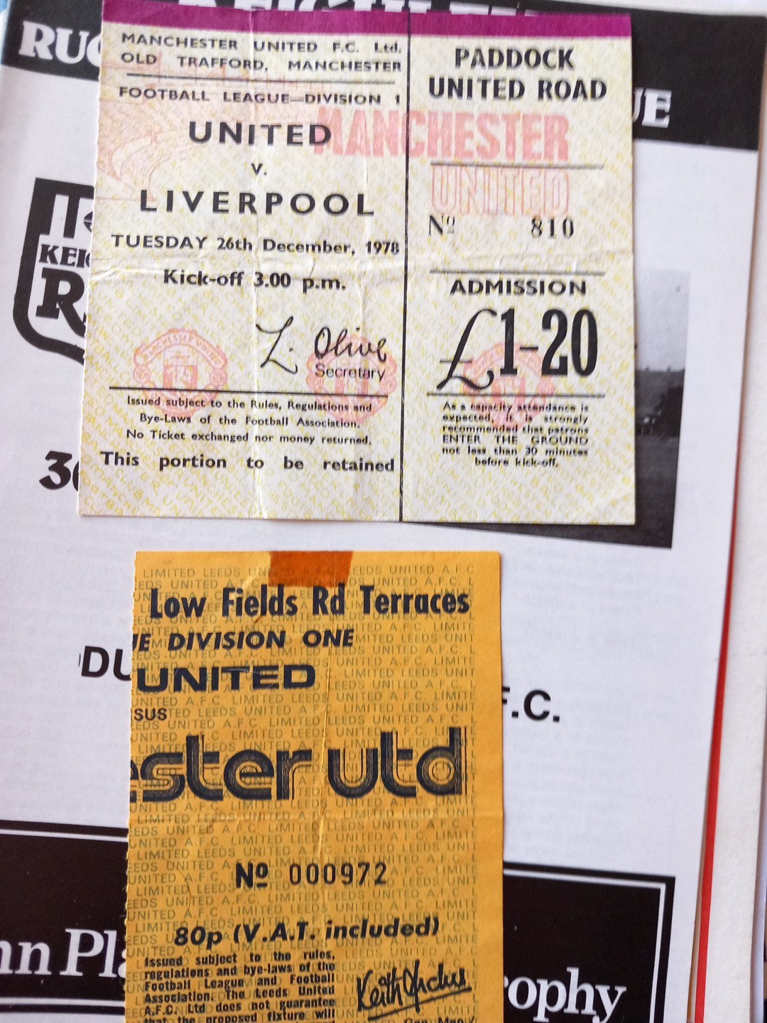 Manchester United Ticket Stubbs. for sale on Ebay