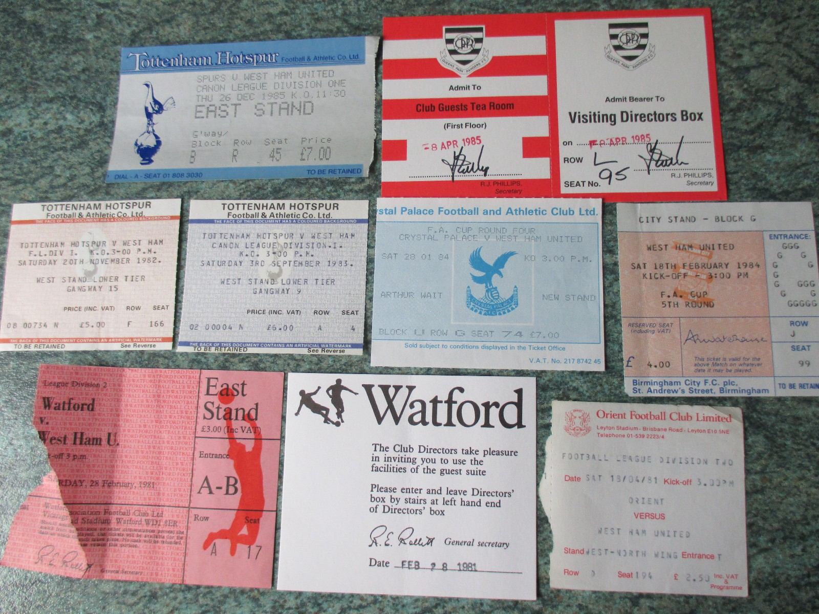 14 ORIGINAL WEST HAM AWAY TICKETS PLUS 3 FOR DIRECTORS LOUNGE 1981 TO 1998 VGC for sale on Ebay