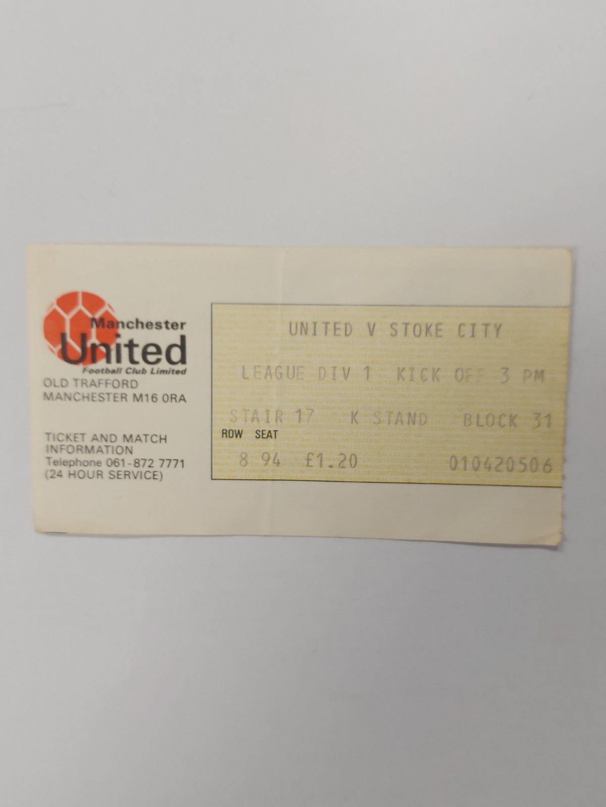 TICKET MANCHESTER UNITED v STOKE CITY 1977 for sale on Ebay