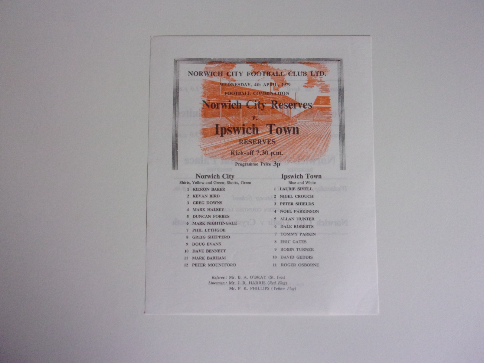 NORWICH CITY VS. IPSWICH TOWN. 1979 FOOTBALL COMBINATION MATCHDAY PROGRAMME. for sale on Ebay