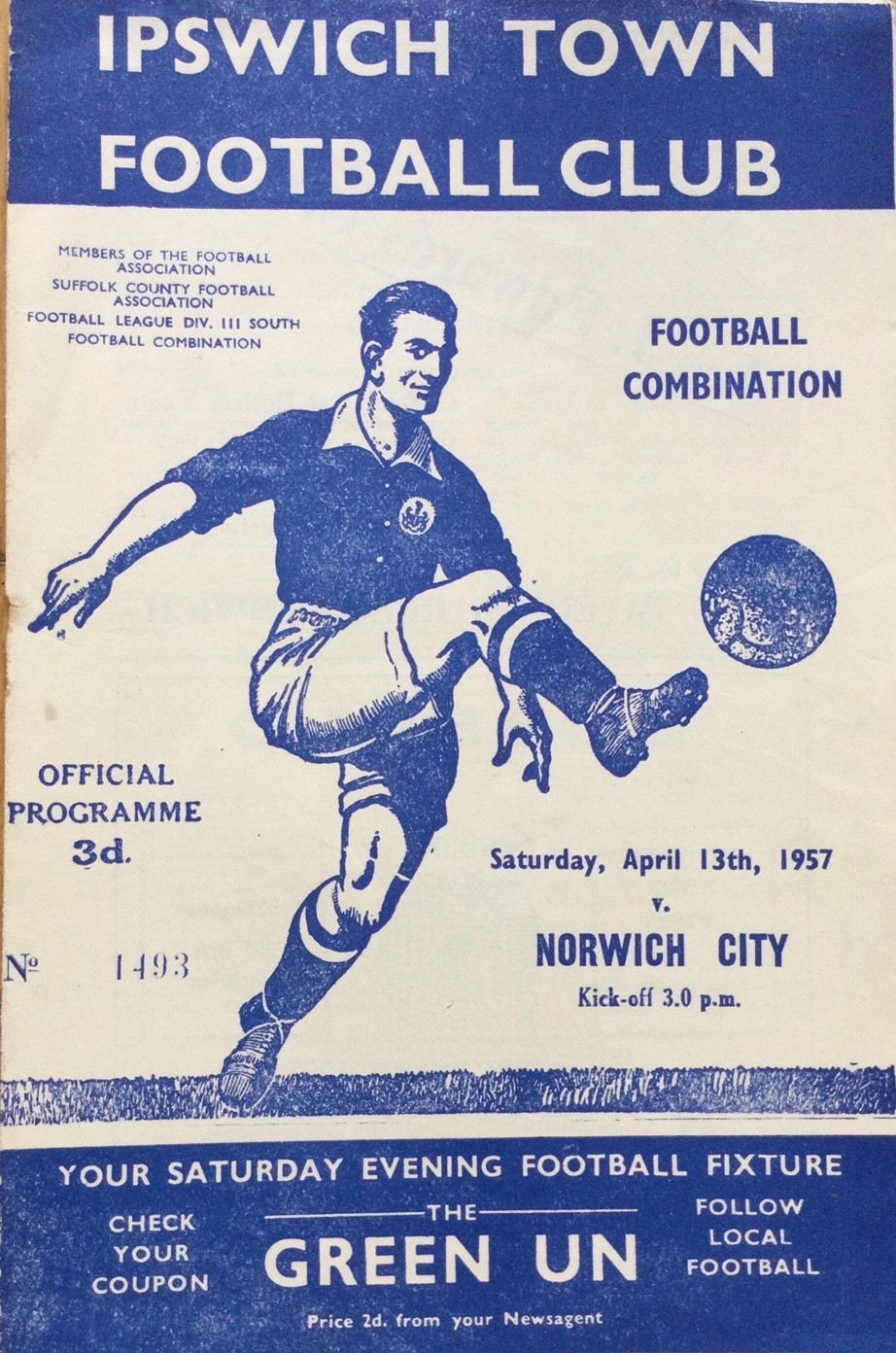 Football Programme Ipswich Town v Norwich City Football Combination 1956-57 for sale on Ebay