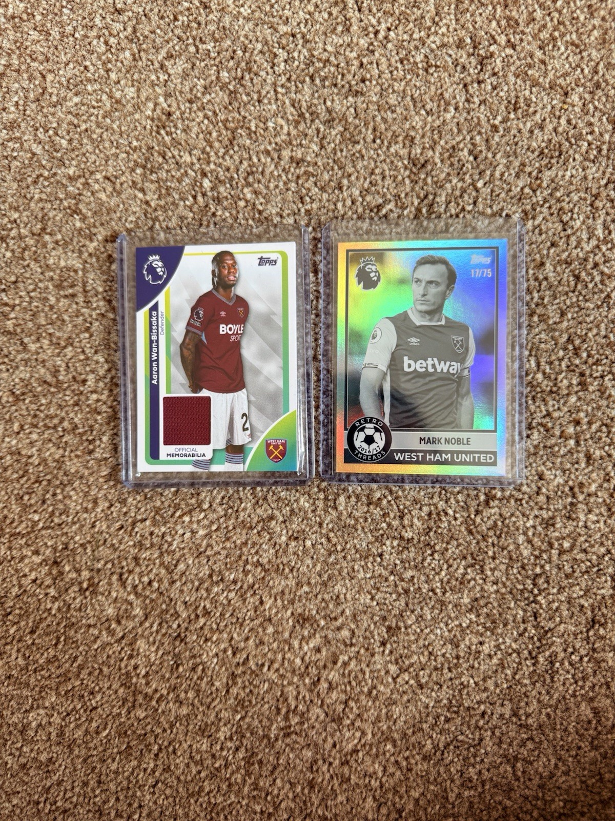 Topps Premier League West Ham Wan Bissaka Relic And Mark Noble /75 for sale on Ebay