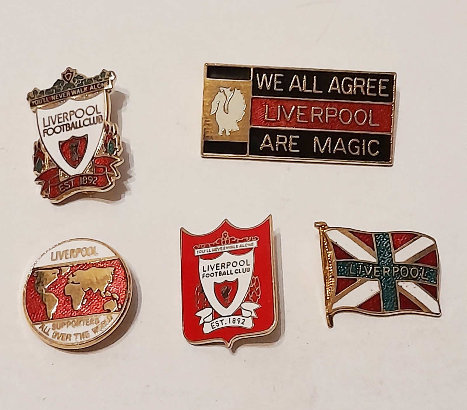 Liverpool FC Medium Size Enamel Badges x 5 for sale on Ebay
