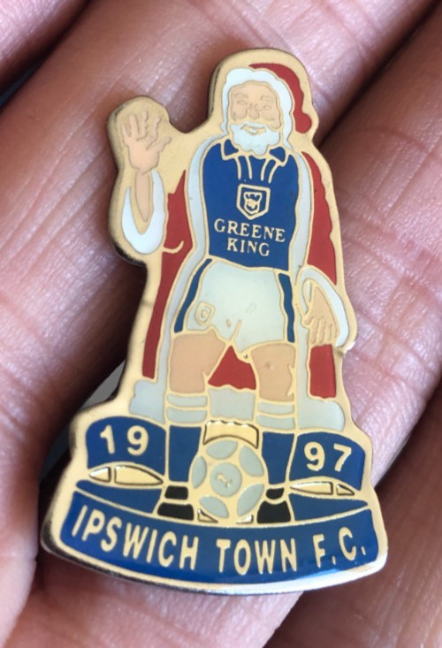 RARE IPSWICH TOWN 1997 SANTA CLAUS GREENE KING KIT  ENAMEL PIN BADGE for sale on Ebay