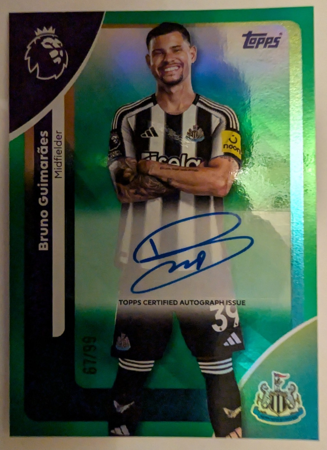 Bruno Guimarães Newcastle United Topps Premier League 2026 Autograph Card 67/99 for sale on Ebay