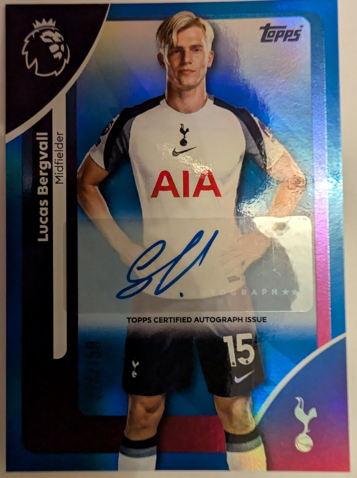 Lucas Bergvall Tottenham Hotspur Topps PremierLeague 2026 Autograph Card 124/150 for sale on Ebay