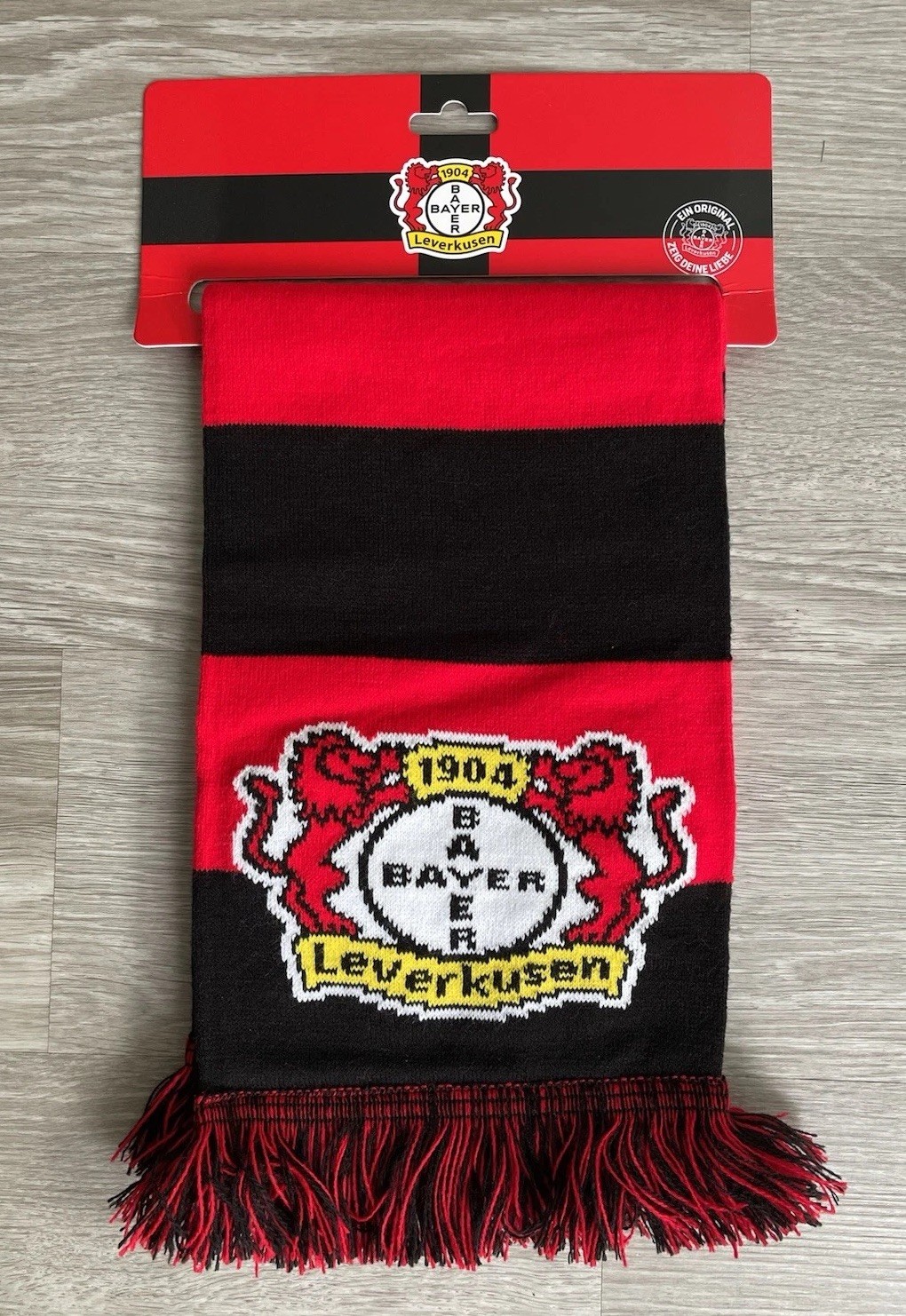 Bayer Leverkusen scarf BNWT, original bag and bottle opener included for sale on Ebay