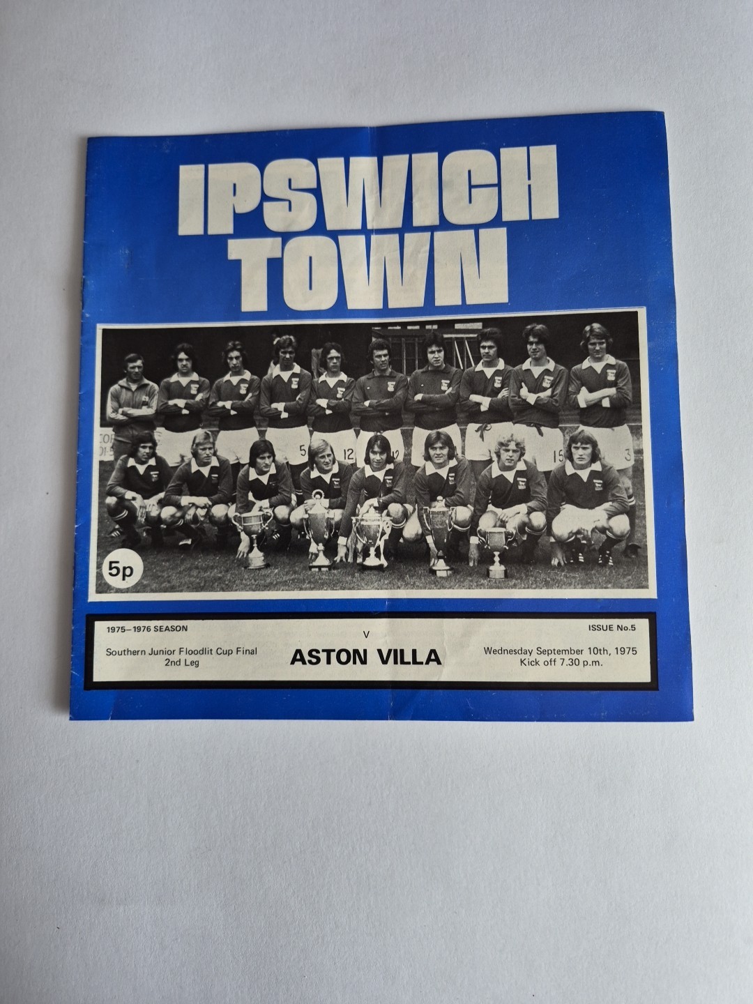 Ipswich Town V Aston Villa 10/9/1975 Southern Junior Floodlit Cup Final 2nd Leg for sale on Ebay