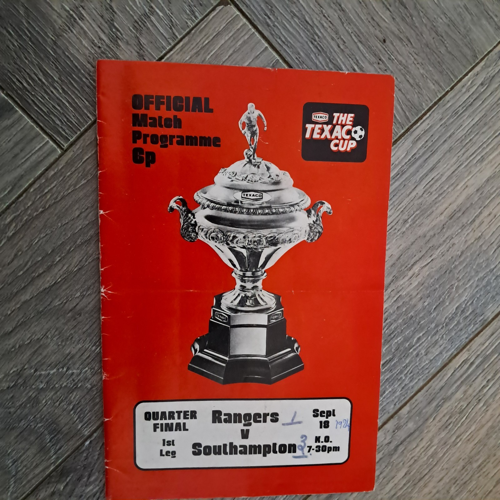JIM BAXTER Autograph on 1974 Texaco Cup Rangers v Southampton Programme for sale on Ebay