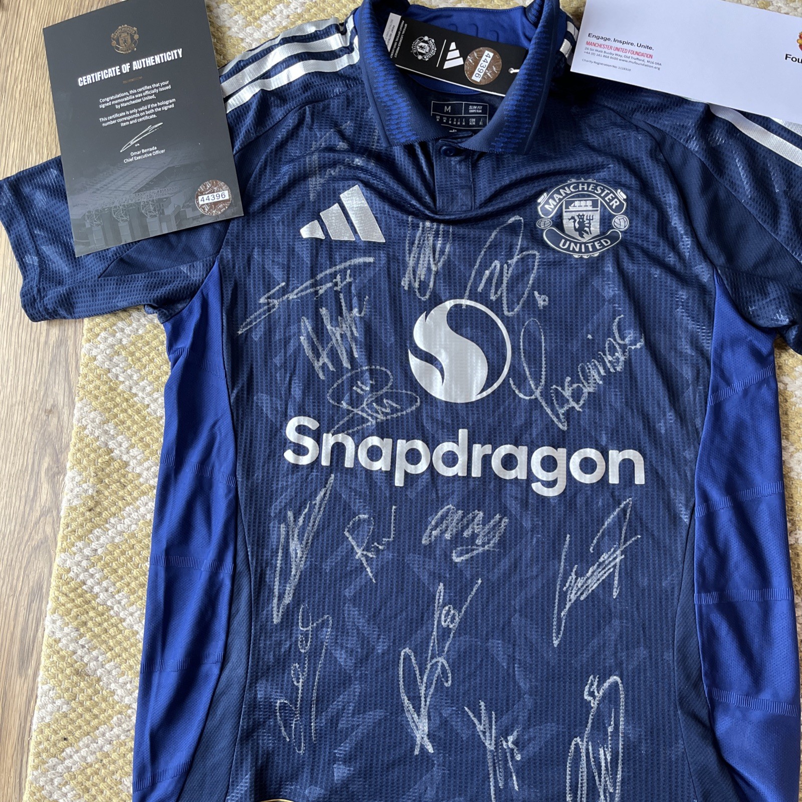 Manchester United 24/25 Away Shirt Signed by squad  club COA signed by 15 for sale on Ebay
