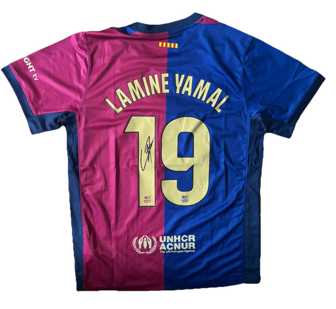 LAMINE YAMAL hand signed FC BARCELONA Home Shirt Spain Jersey RARE*COA for sale on Ebay