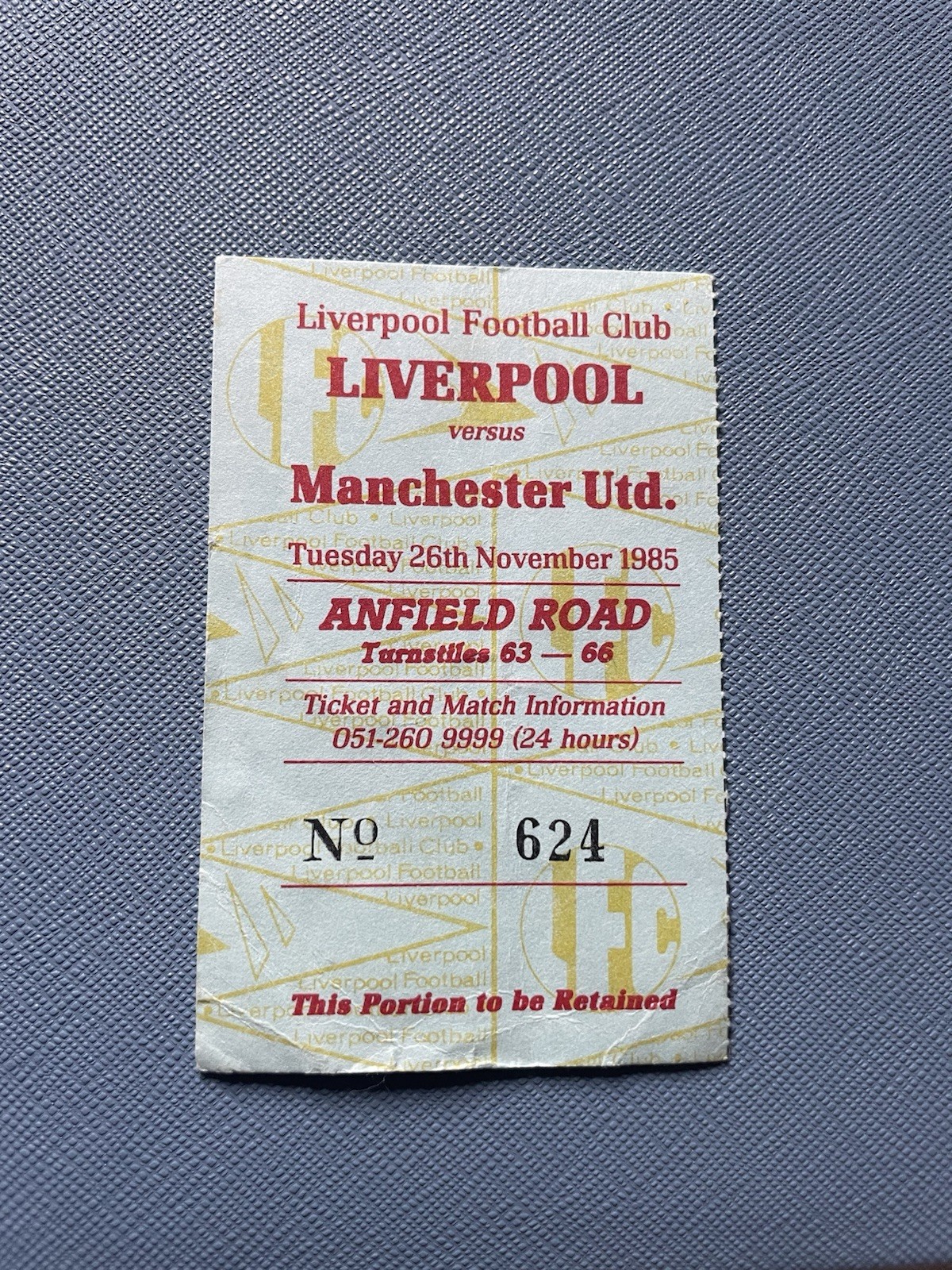 Liverpool FC v Manchester United 1985/1986 Milk Cup Ticket Stub for sale on Ebay