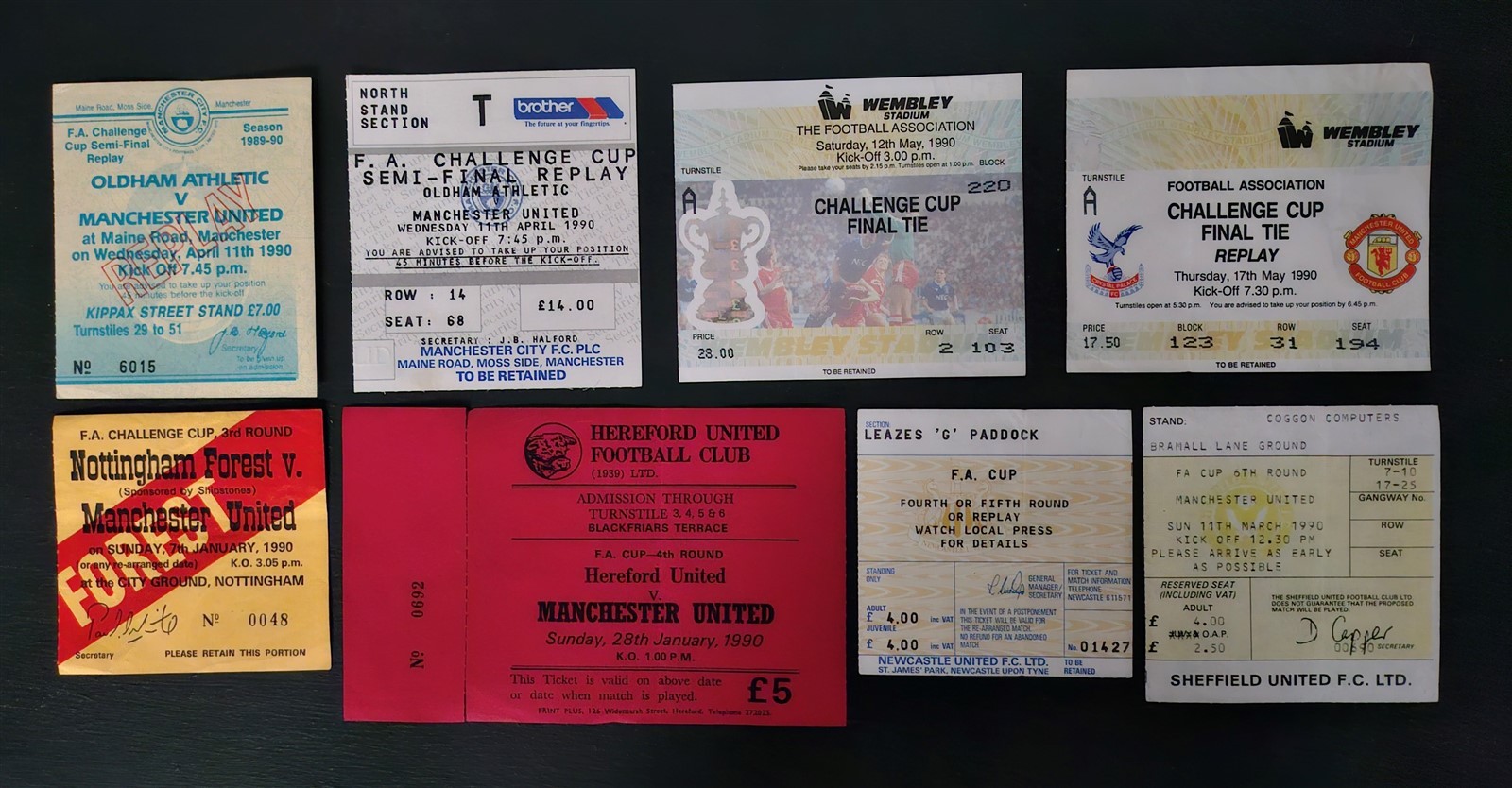 TICKET: MANCHESTER UNITED FA CUP RUN 1990 - All 8 home & away tickets  for sale on Ebay