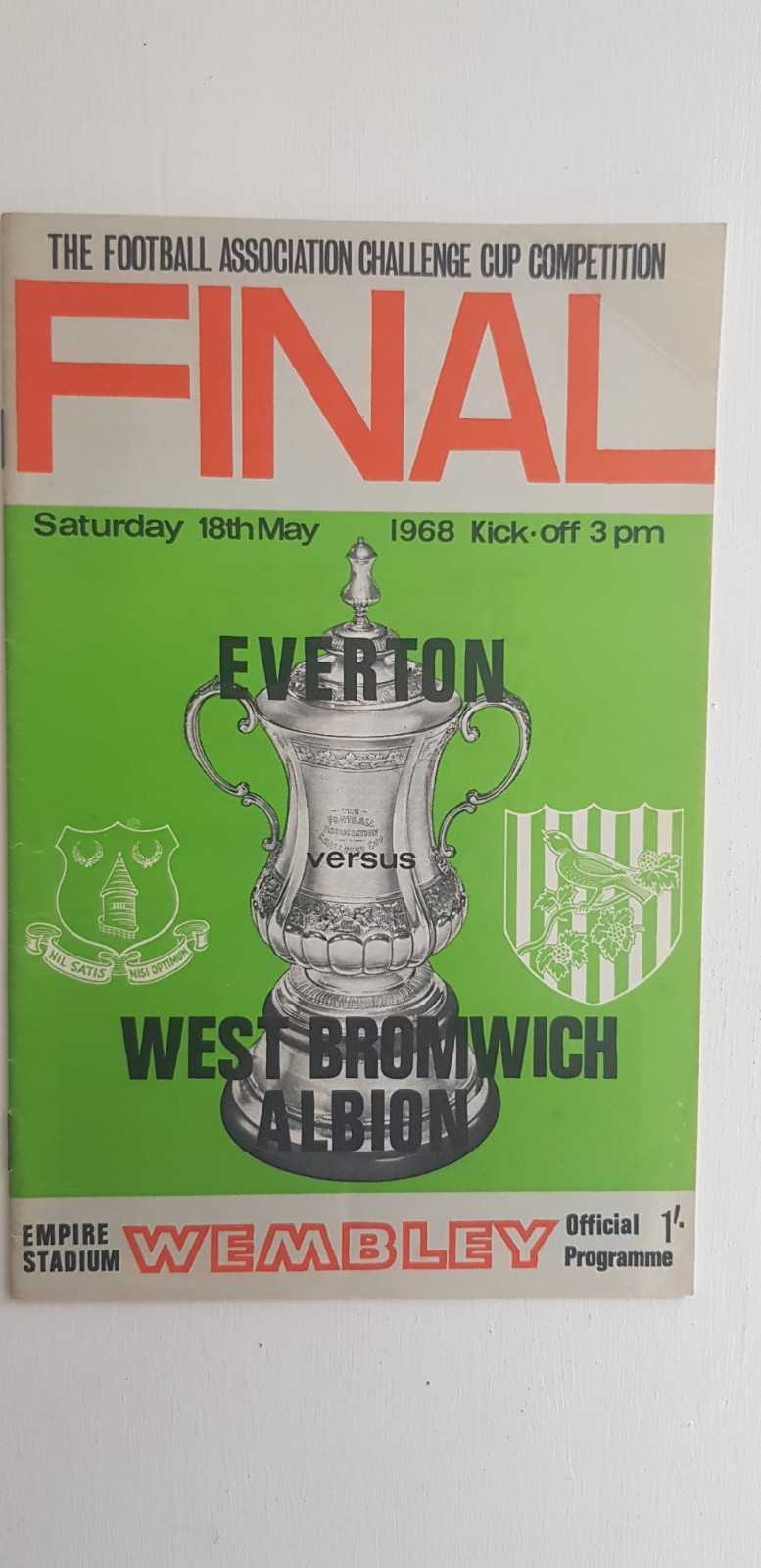 F A Cup FINAL  programme  Everton  v  West Bromwich Albion  1968 for sale on Ebay