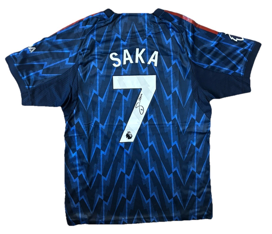 BUKAYO SAKA Hand signed Arsenal 25/26 Away Shirt Premier League RARE Proof/COA for sale on Ebay