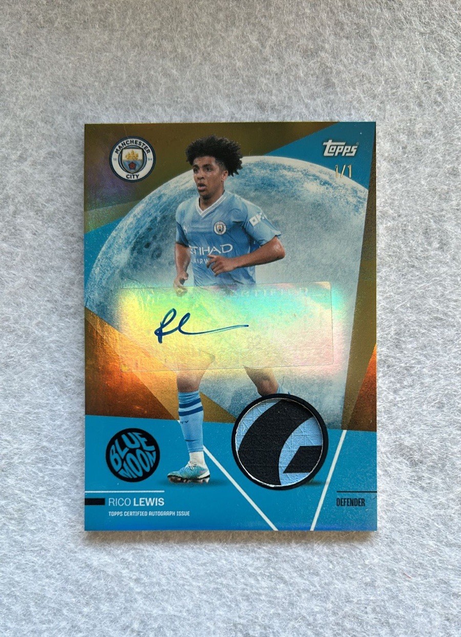Topps Manchester City 2023-24 Rico Lewis Auto Relic 1/1 Match Worn One Of One 🔥 for sale on Ebay