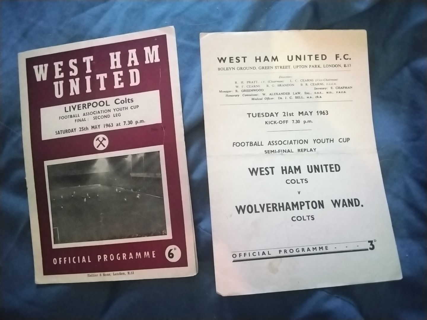 WEST HAM  UTD v LIVARPOOL  -  1963 FA YOUTH CUP FINAL  + WOLVES = SEMI FINAL for sale on Ebay