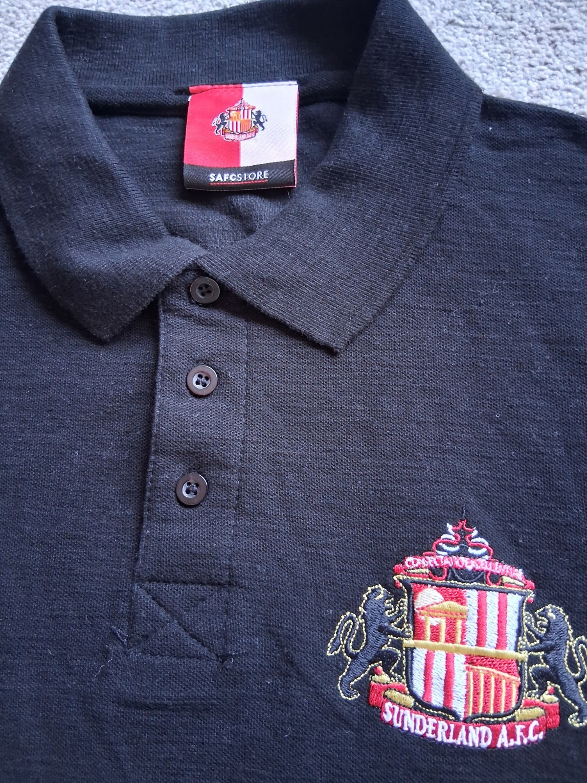 Sunderland AFC Mens Black Football Polo Shirt Top Medium M Official Merchandise for sale on Ebay