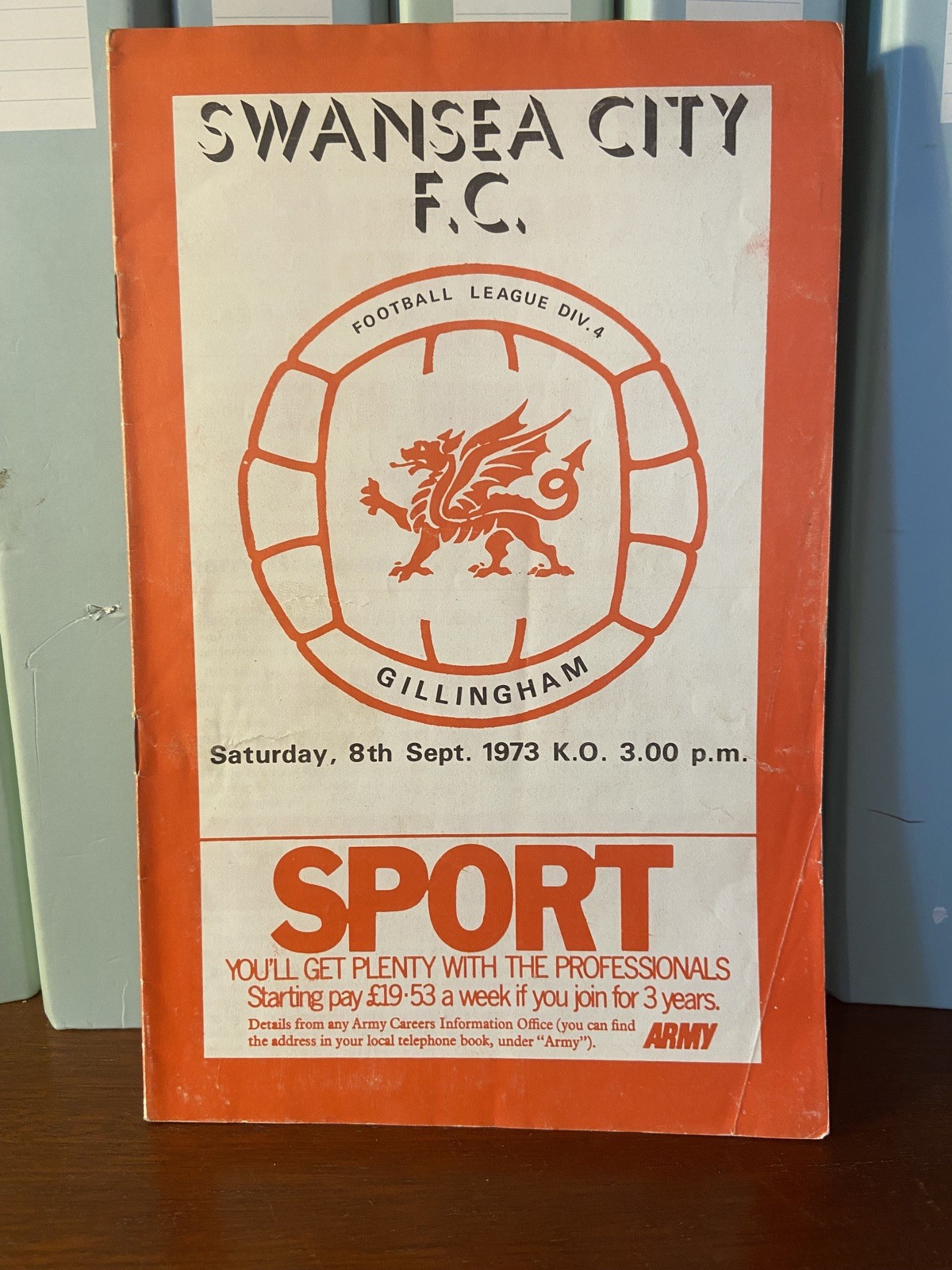 Swansea City Vs Gillingham, 8th September 1973, Division 4, Good Condition  for sale on Ebay
