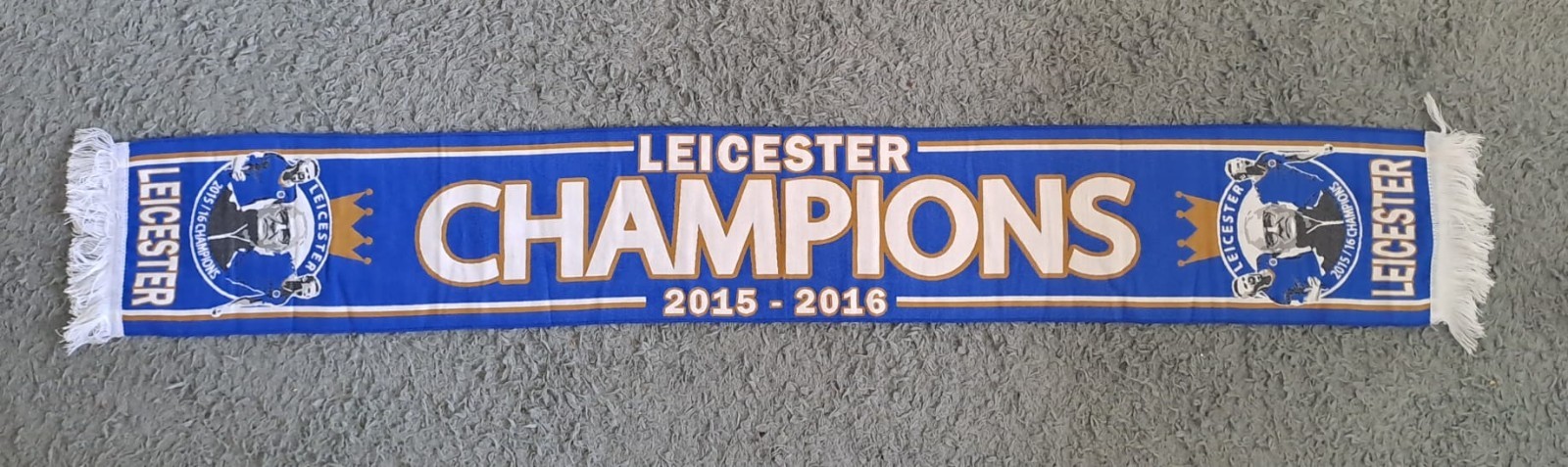 LEICESTER CITY FC FOOTBALL SCARF - 2015-2016 LEAGUE CHAMPIONSMINT CONDITION for sale on Ebay