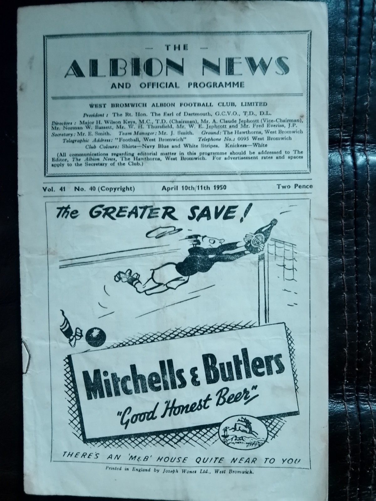 WEST BROMWICH ALBION  V DERBY COUNTY/BARNSLEY RESERVES 10/11TH APRIL 1949/50 for sale on Ebay