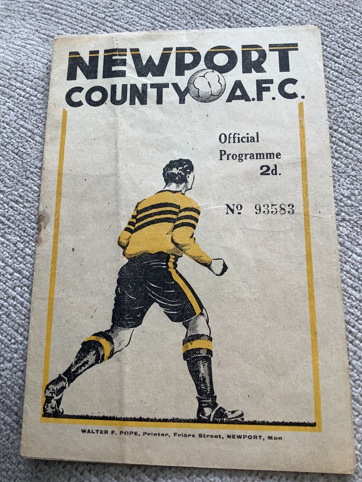 19 April 1947 Newport County v West Ham at Somerton Park for sale on Ebay