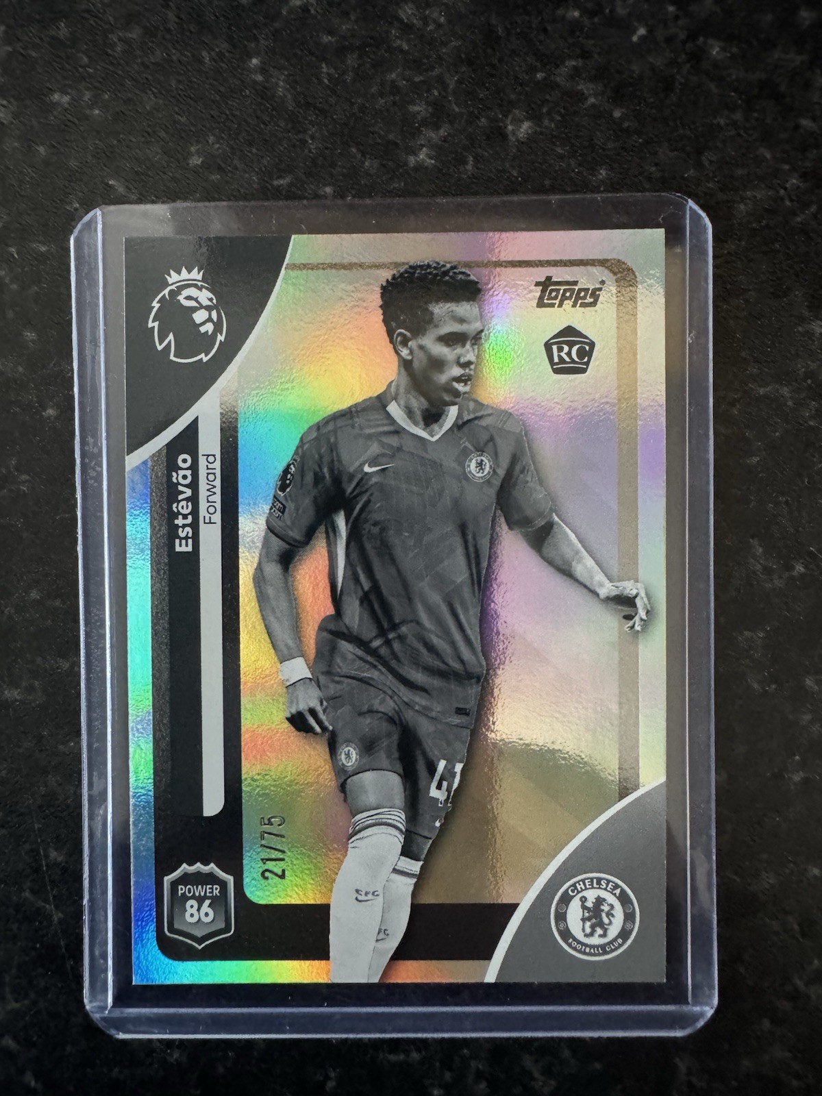 Topps Premier League 2025/2026 Estevao Chelsea Rookie Card /75 Black White for sale on Ebay