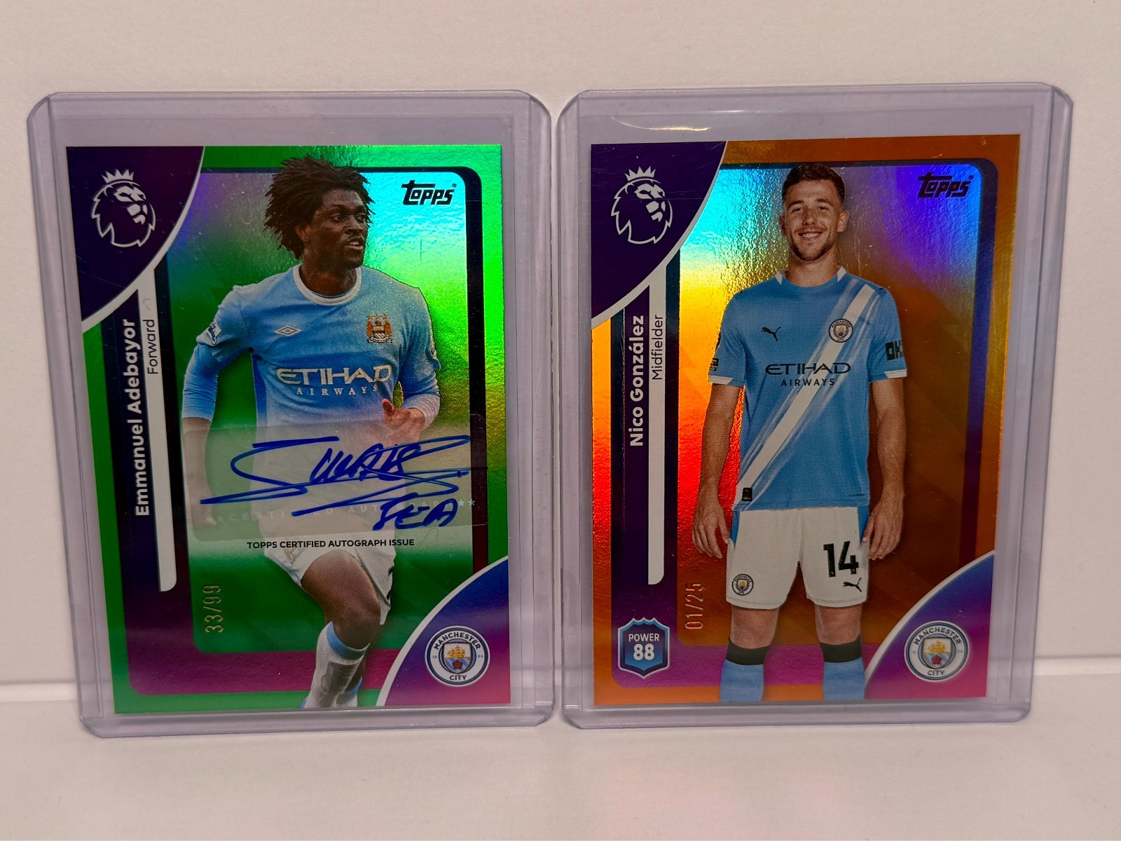 Topps PL 2025/26 - ADEBAYOR Auto /99 and GONZALEZ 01/25 - Manchester City for sale on Ebay
