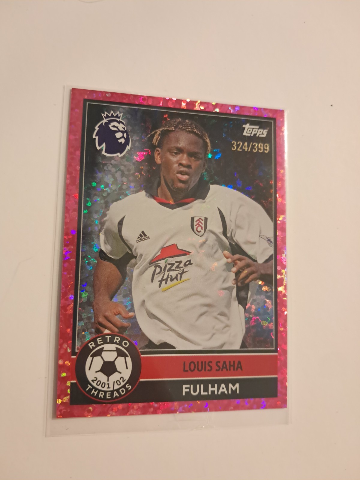 Topps Premier League 25/26 Fulham Louis Saha Retro Threads Pink Sparkle #324/399 for sale on Ebay