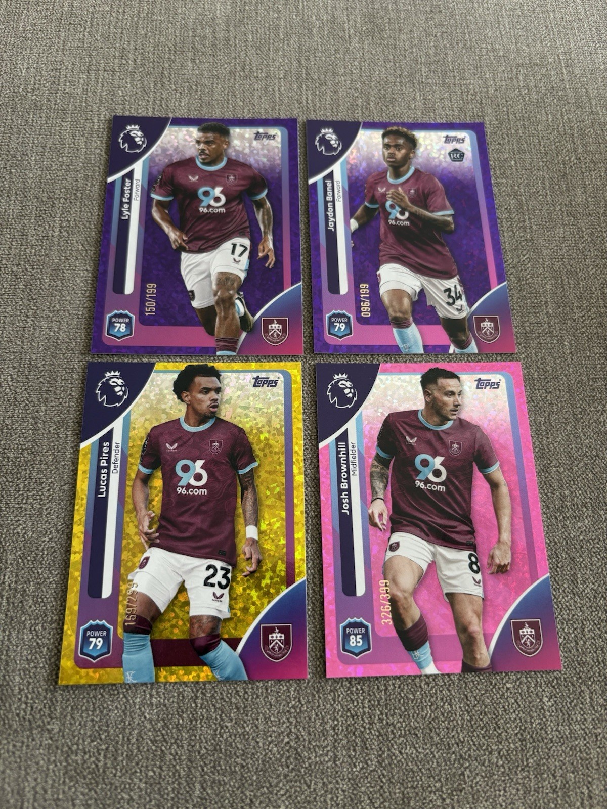 Topps Premier League 2026 Burnley Numbered Parallel X4 Purple Yellow Pink for sale on Ebay