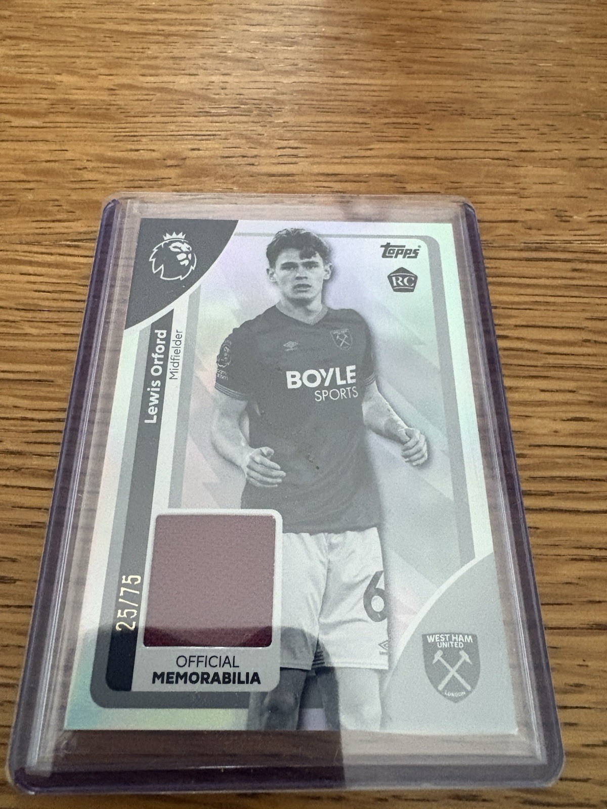 Topps Premier League 2026 Lewis Orford Relic /75 West Ham Patch Rookie Card for sale on Ebay