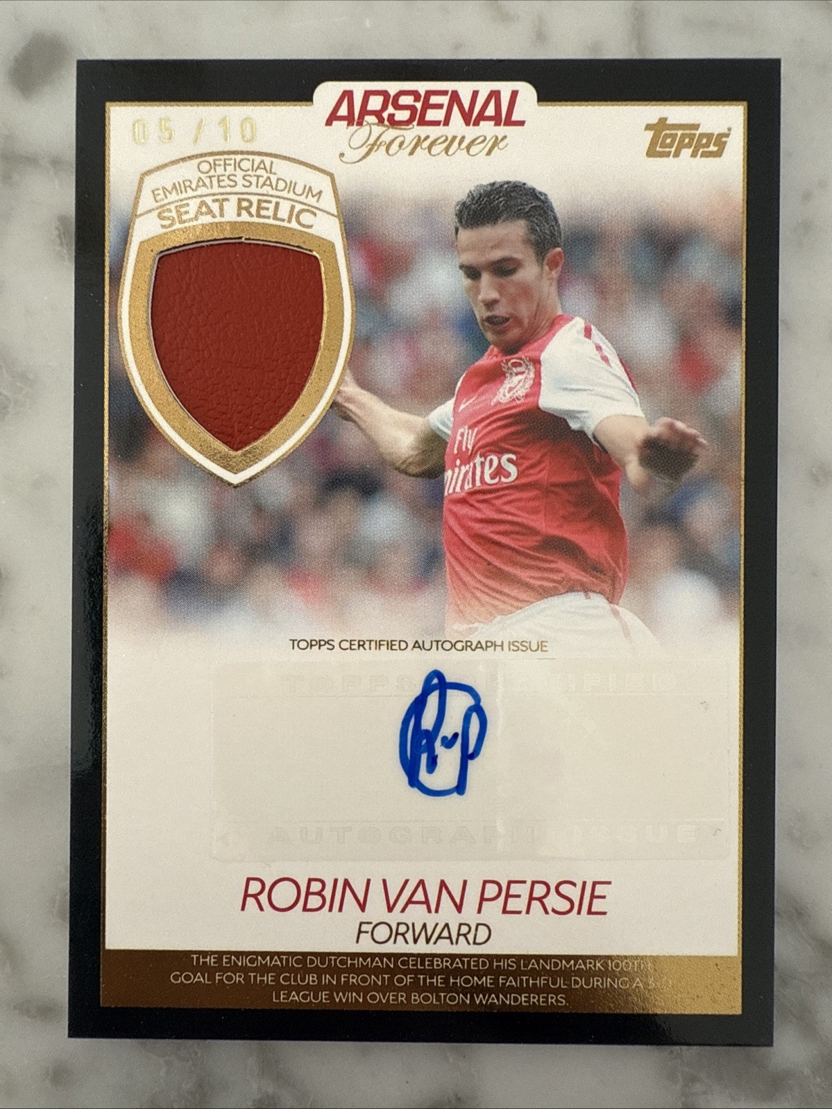 Robin Van Persie Auto Patch Seat Relic 05/10 Topps Arsenal Forever Arsenal for sale on Ebay