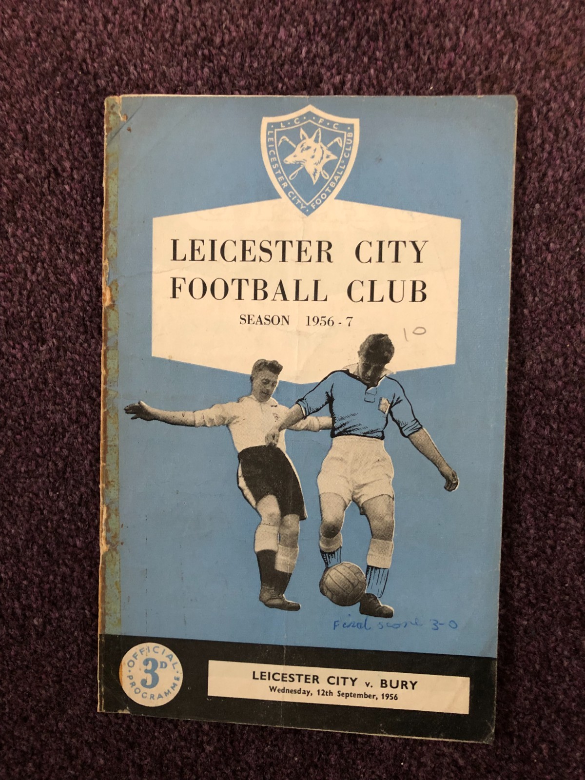 Football programme Leicester City v Bury 12th September 1956 for sale on Ebay