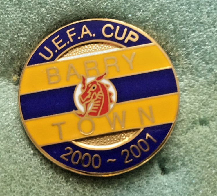 Welsh Club Barry Town Football Club Uefa Cup 2000-01 Badge for sale on Ebay