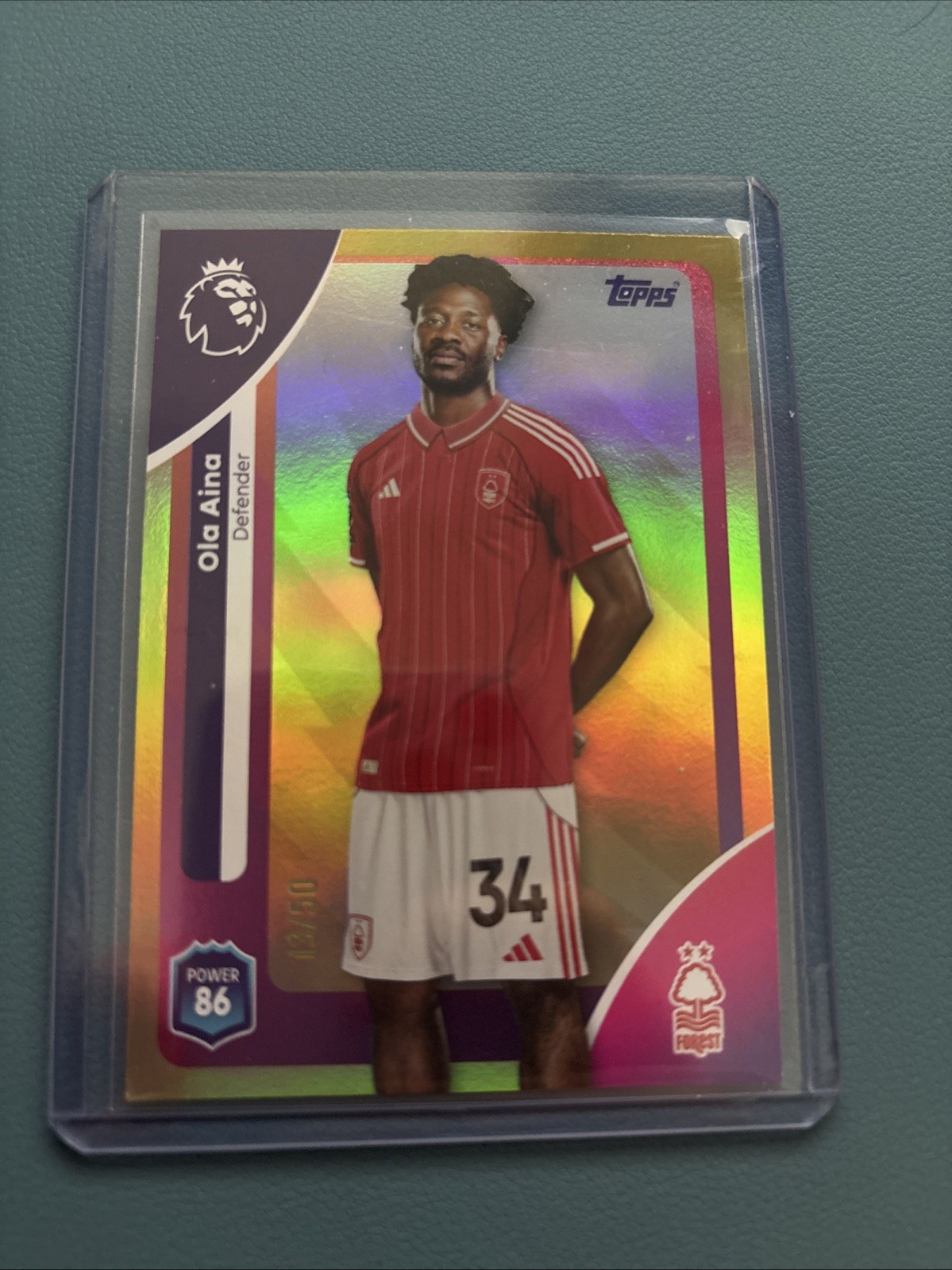 Ola Aina Nottingham Forest /50 Gold Topps Premier League 2026 for sale on Ebay
