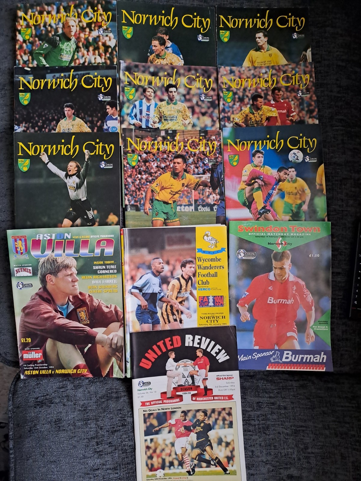 1994 Norwich City Home And Away Football Match Official Programmes X14 for sale on Ebay
