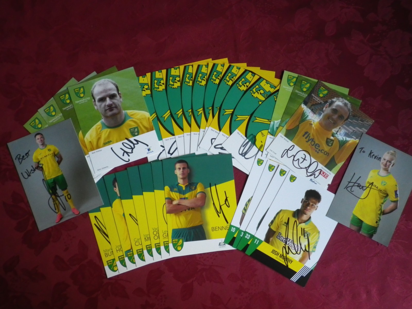33 X Signed & 3 Un-Signed Norwich City FC Player Cards - NCFC - Canaries for sale on Ebay