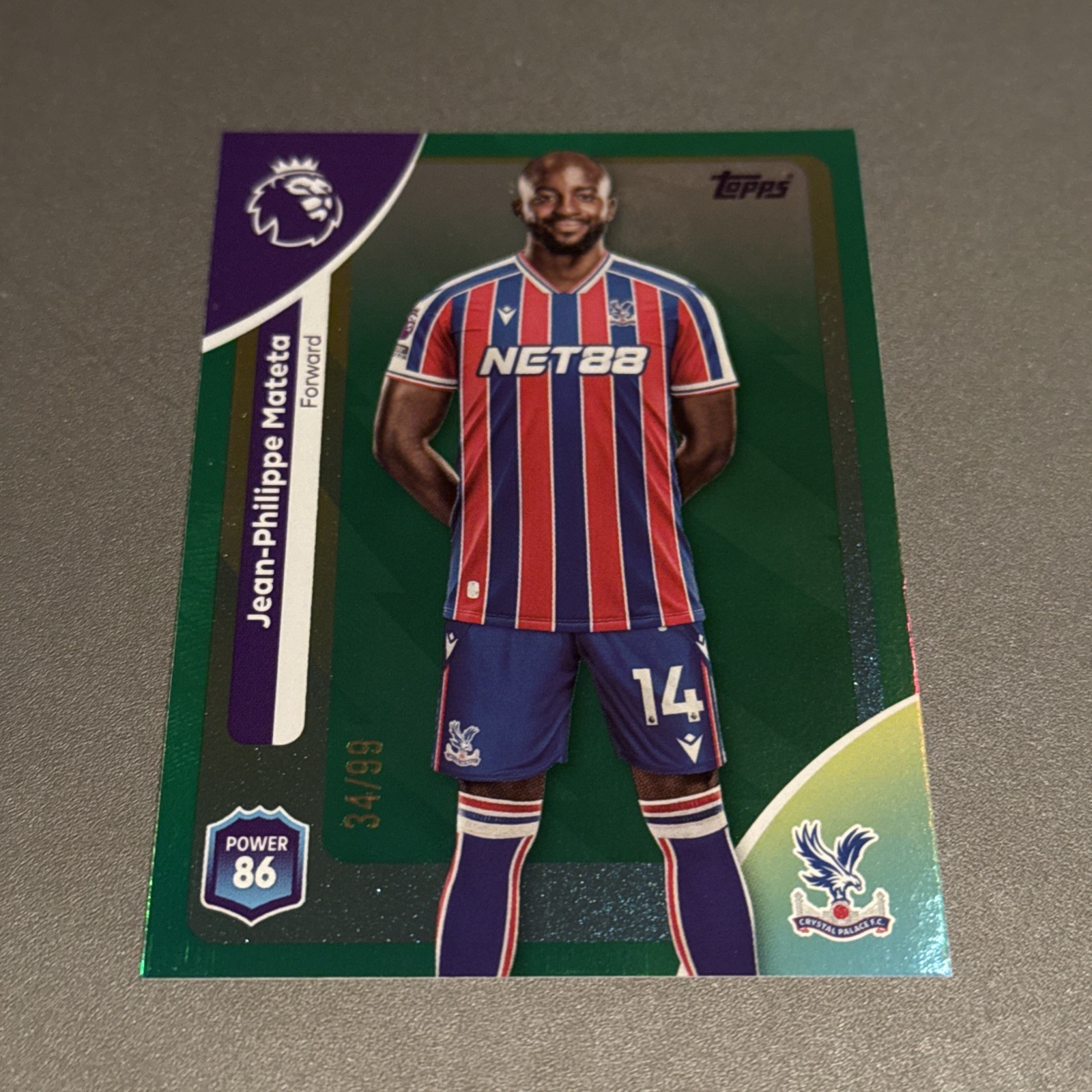 Topps 2026 Premier League Jean Philippe Mateta Green 34/99 Crystal Palace for sale on Ebay