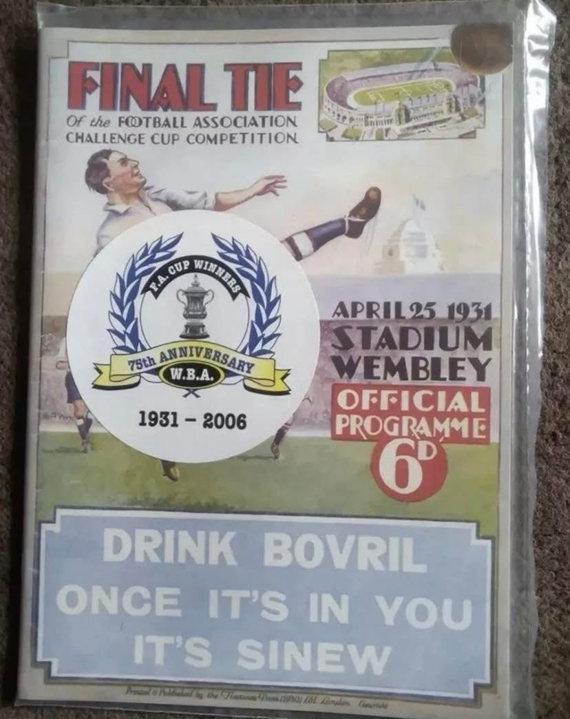 High Quality REPRINT 1931 FA Cup Final Programme WBA West Brom v Birmingham City for sale on Ebay