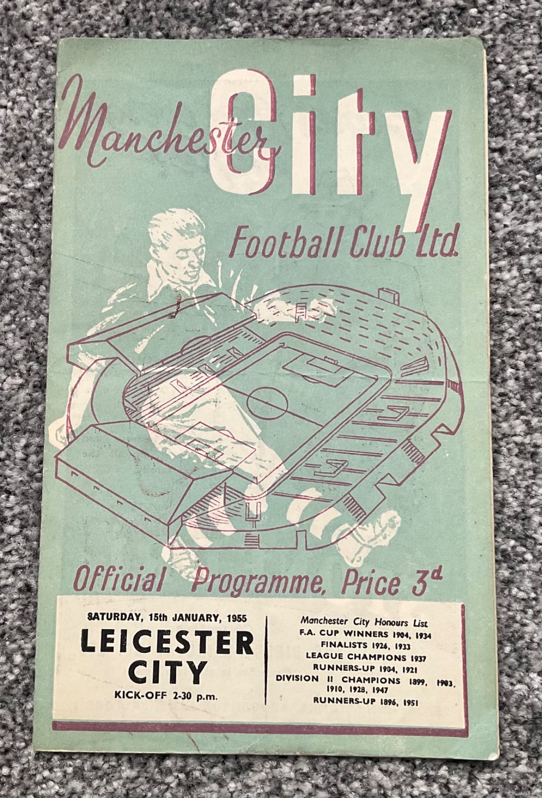 Manchester City v Leicester City 1954/55  for sale on Ebay