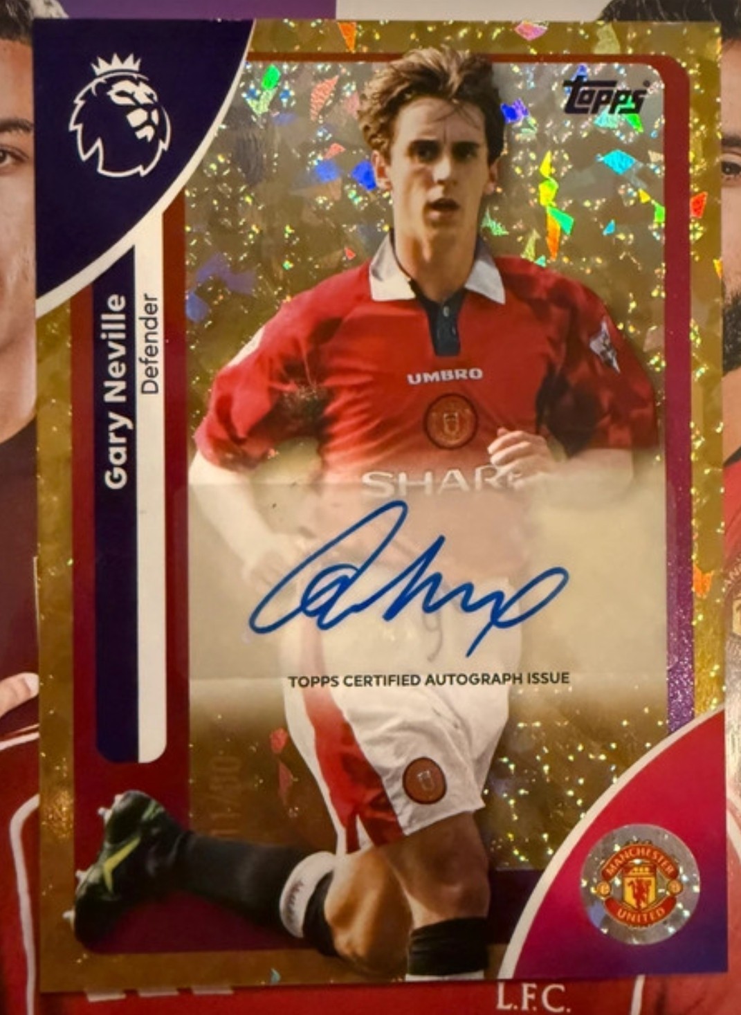 Gary Neville 2025/26 Topps Premier League Auto /50 Manchester United Legend Card for sale on Ebay
