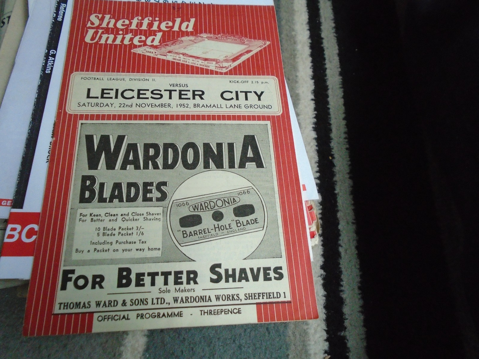 SHEFFIELD UNITED V LEICESTER CITY 1952-3 for sale on Ebay