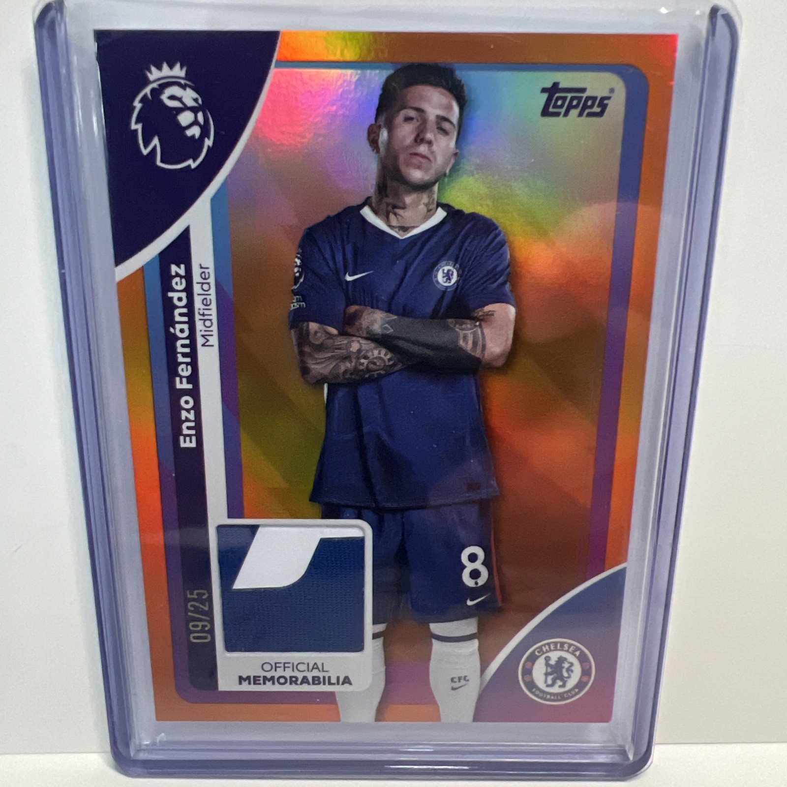 Topps Premier league Enzo Fernandez Chelsea Player Worn Relic number 09/25 for sale on Ebay