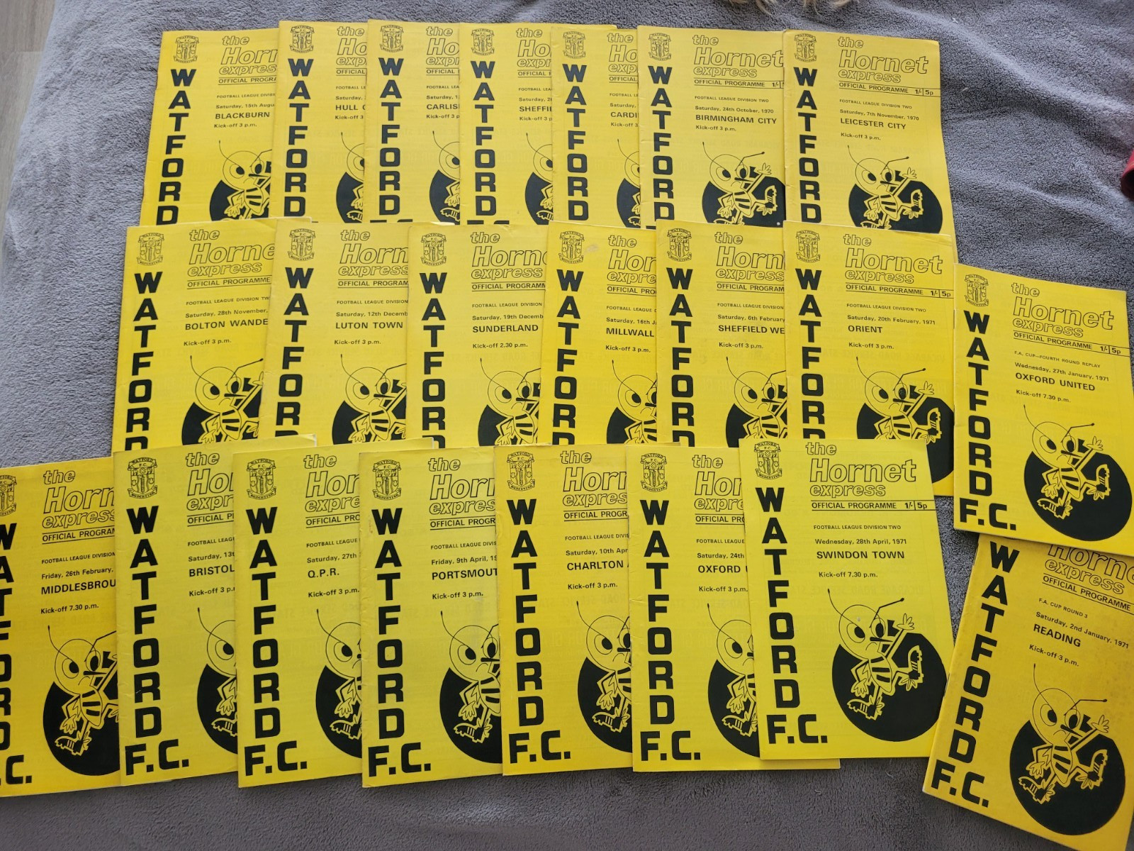 Collection Watford Home programmes x 22 - Season 1970 - 1971 for sale on Ebay