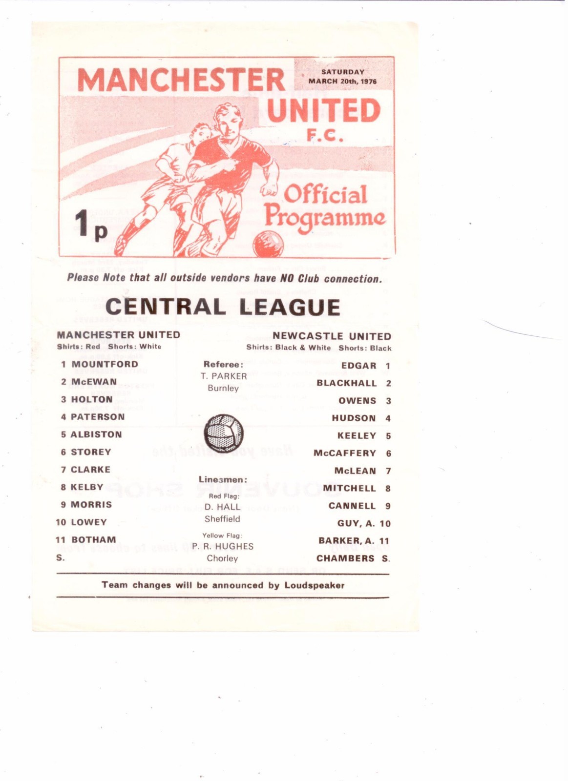 1975/76 - MANCHESTER UNITED v NEWCASTLE UNITED (CENTRAL LEAGUE) for sale on Ebay