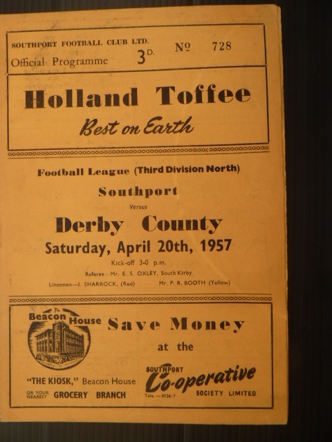 SOUTHPORT  v  Derby County  56/7. for sale on Ebay
