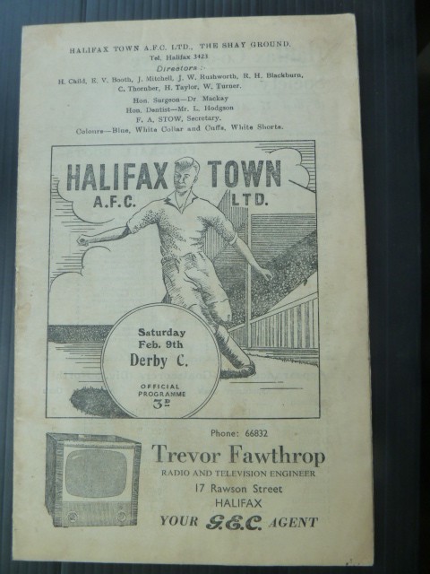 HALIFAX TOWN  v  Derby County  56/7. for sale on Ebay