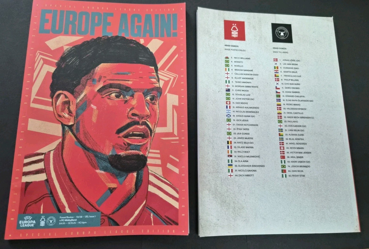 NOTTINGHAM FOREST v FC MIDTYJLLAND  2nd OCTOBER 2025~MINT & UNREAD PROGRAMME~F/P for sale on Ebay