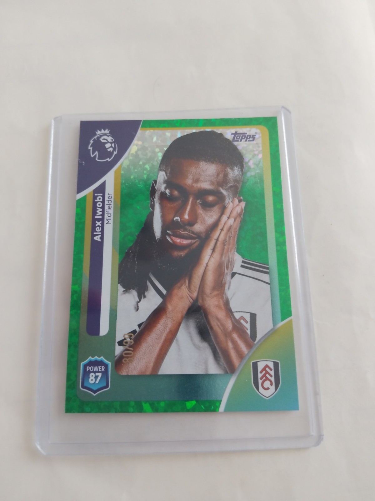 ALEX IWOBI FULHAM TOPPS PREMIER LEAGUE 2026 GREEN SPARKLE PARALLEL 87 / 99 for sale on Ebay
